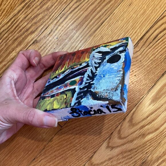 Original Acrylic Painting 4x4- The Boast of the Raven - Picture 2 of 3